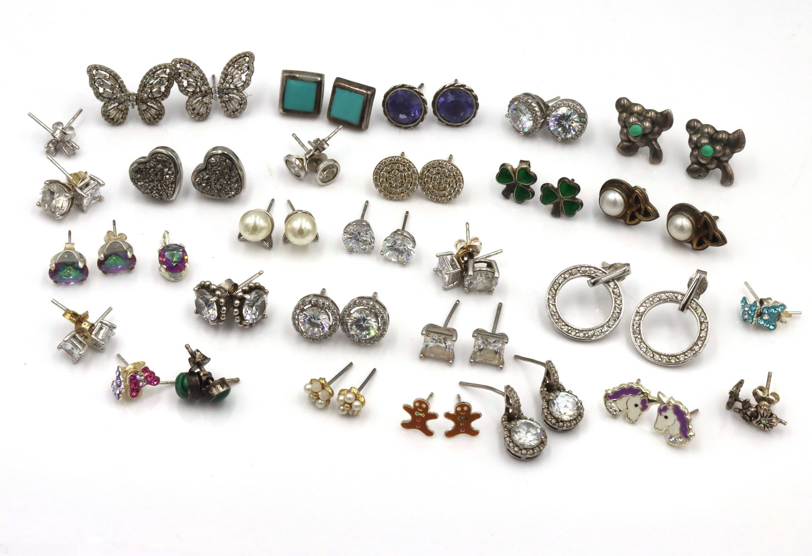 Group lot of vintage 925 sterling silver earrings (1 of 9)