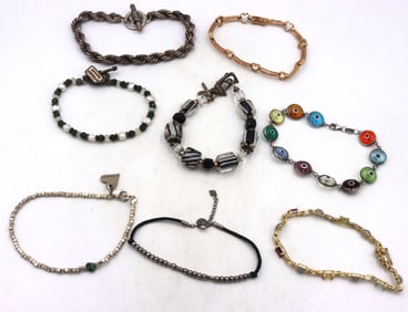 Group of 8 vintage 925 sterling silver bracelets