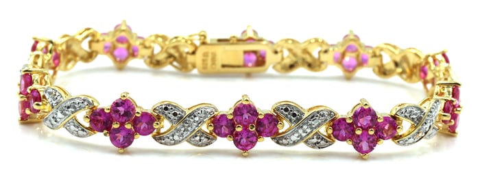 925 Sterling silver white and pink crystal link bracelet