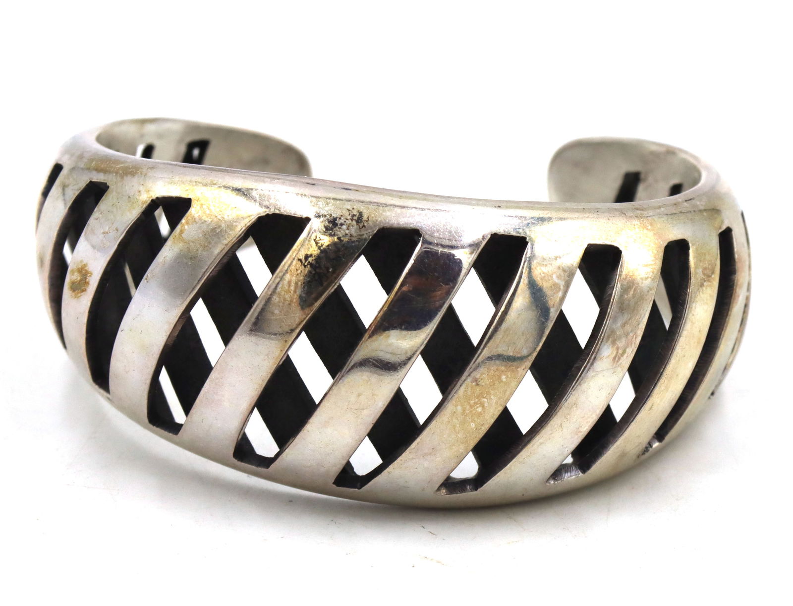 Vintage 925 sterling silver signed cuff bangle (1 of 6)