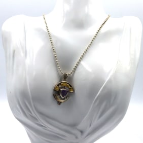 Carolyn Pollack Relios Southwestern sterling silver Amethyst pendant on Italian chain