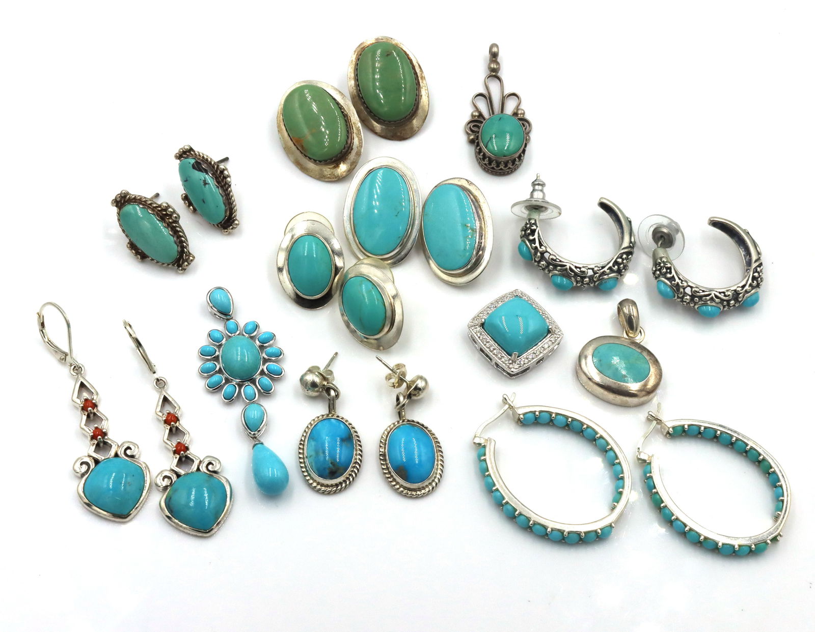 Group lot of 925 sterling silver turquoise jewelry (1 of 9)