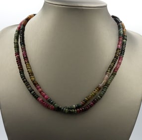 2 Row multi color gemstone necklace with sterling silver clasp