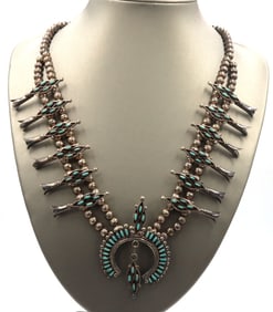 Edaaki Vintage Native American Zuni turquoise necklace