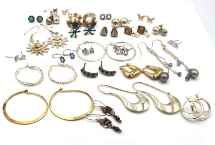 Group lot of vintage 925 sterling silver earrings