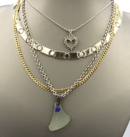 Group lot of 4 vintage 925 sterling silver necklaces