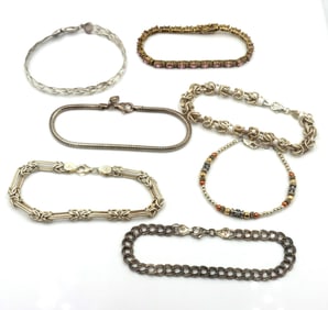 Group lot of 7 Vintage 925 sterling silver bracelets