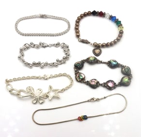 Vintage 925 sterling silver group lot of  bracelets