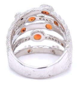 Signed Judith Ripka Citrine multi row ring