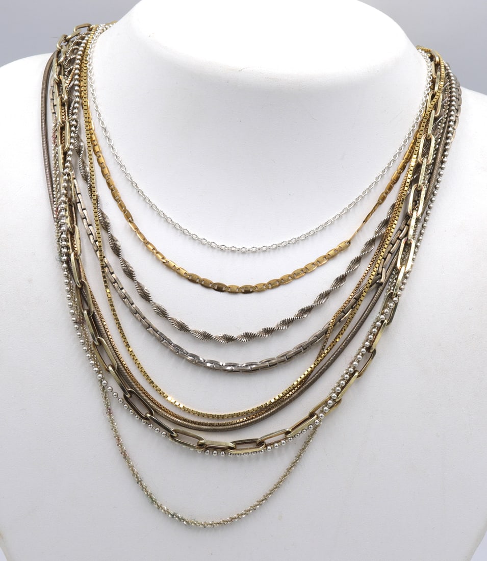 Vintage 925 sterling silver group lot of 10 necklaces (1 of 13)