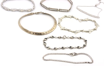 Group lot of vintage 925 sterling silver bracelets