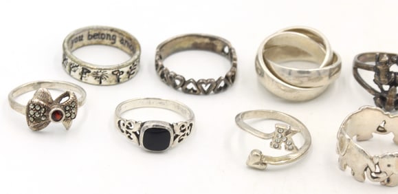 Vintage 925 sterling silver 13 rings
