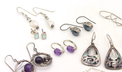 Group lot of Vintage 925 sterling silver earrings
