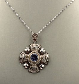 925 Sterling silver signed Jerusalem Jordan pendant on chain