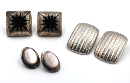 3 Pairs of Vintage 925 sterling silver earrings