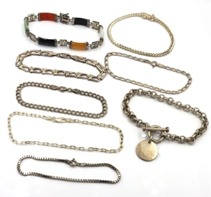 Group lot of 8 Vintage 925 sterling silver bracelets