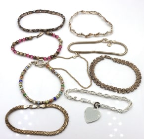 Group lot of 9 Vintage 925 sterling silver bracelets