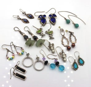 Group lot of Vintage 925 sterling silver earrings