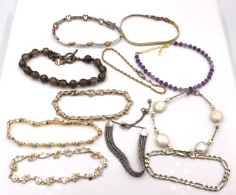 Group lot of 10 vintage 925 sterling silver bracelets