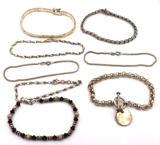 Group lot of 8 vintage 925 sterling silver bracelets