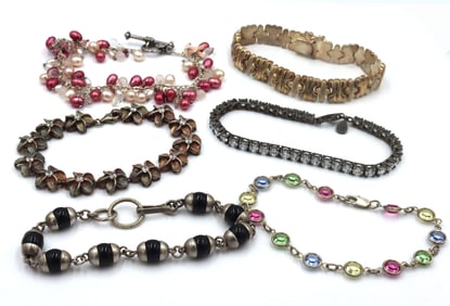 Group lot of 6 vintage 925 sterling silver bracelets