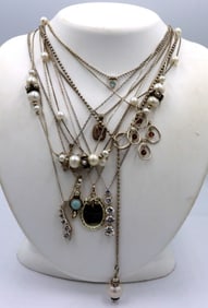 Vintage 925 sterling silver group lot of 11 necklaces