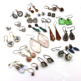 Vintage 925 sterling silver group lot of earrings