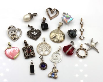 Group lot of vintage 925 sterling silver pendants