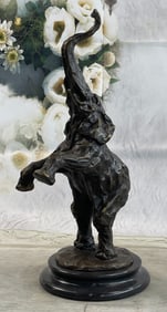Lucky Trunk up Happy Elephant Bronze Sculpture