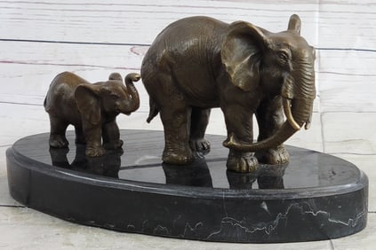 Mother and Child African Elephant Bronze Sculpture