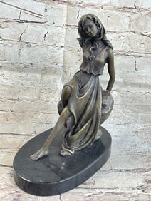 Lady Lying on Rock Bronze Sculpture