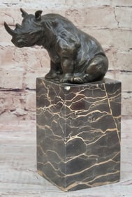 African Rhino Wild Life Bronze Sculpture