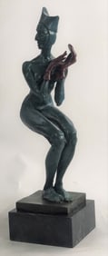 Clown Wearing only Gloves Bronze Sculpture
