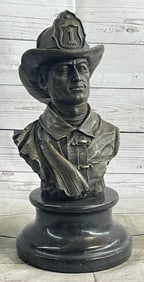 Fireman Fighting Fire in Action Bronze Statue
