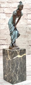 Brown Patina Lady Dancer Bronze Sculpture