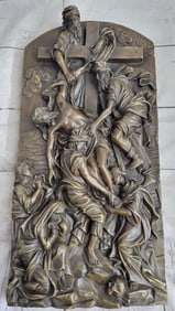 Wall Relief Religious Jesus Bronze Figurine