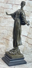 Girl With Mirror Bronze Sculpture