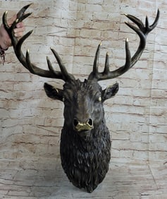 Life Size Elk Head Bust Bronze Sculpture