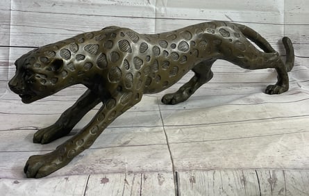 Cheetah Leopard Bronze Sculpture