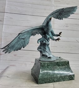 American Eagle Green Patina with Spread Wings Bronze Statue