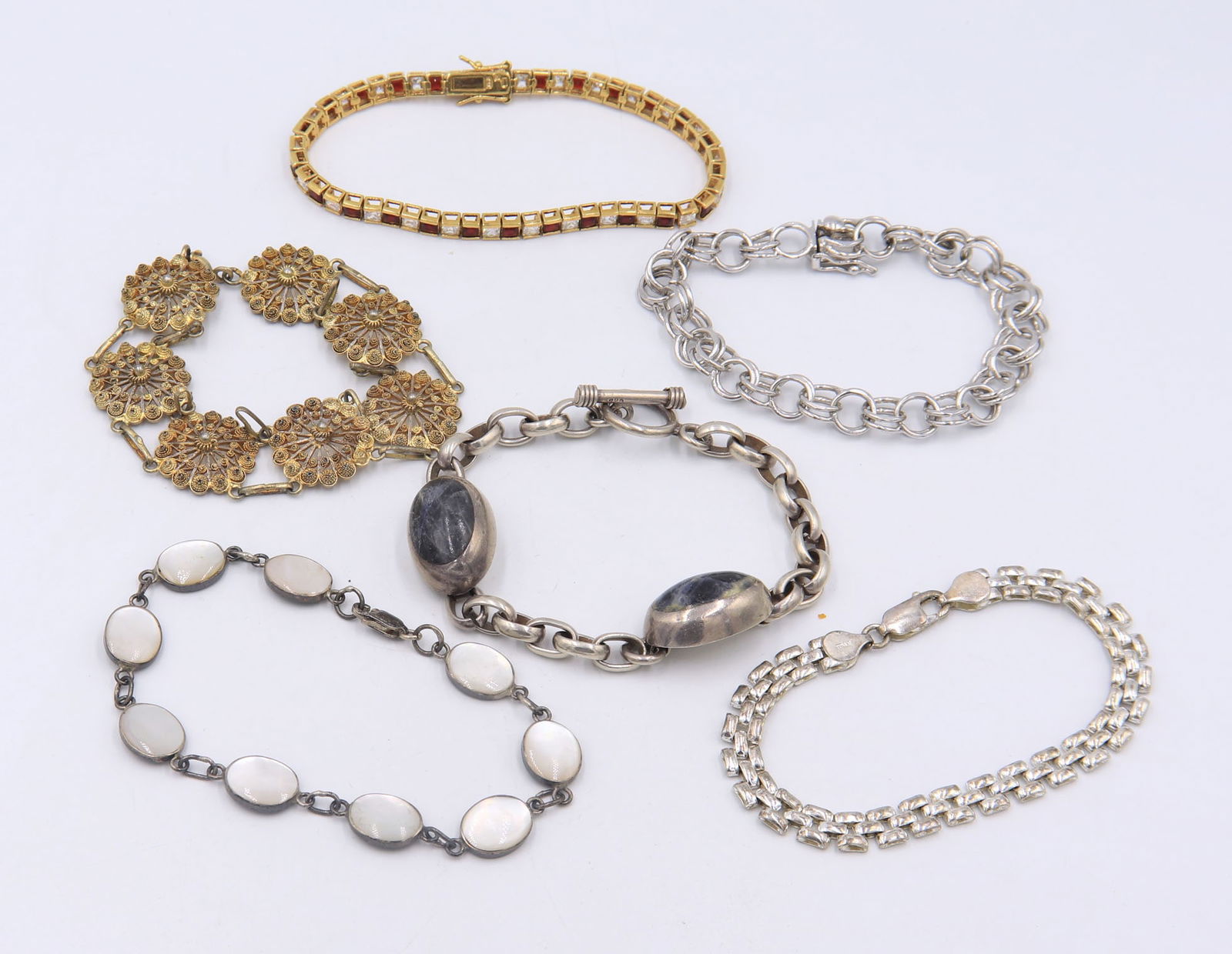 Vintage 925 Sterling Silver Lot of 6 Bracelets (1 of 8)