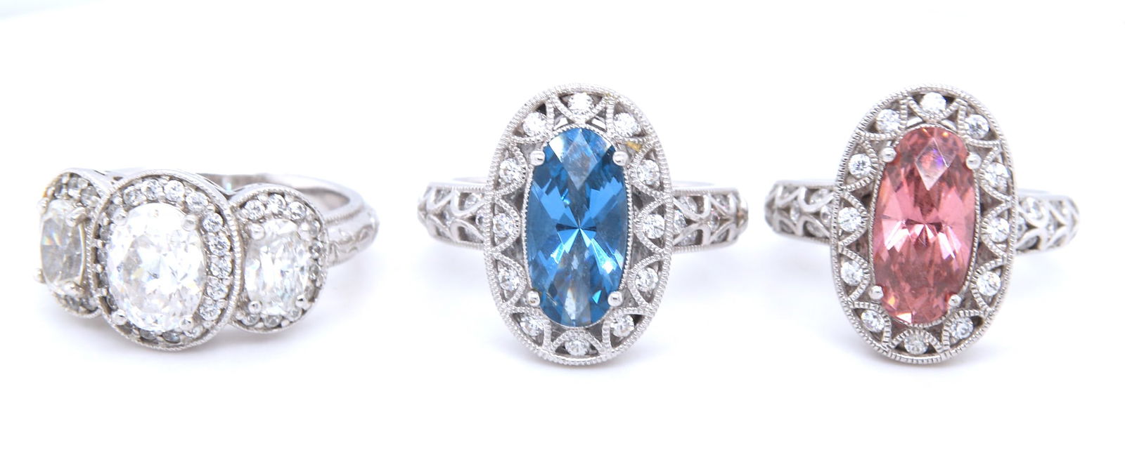 Lot of 3 Tacori gemstone rings in 925 sterling silver (1 of 11)