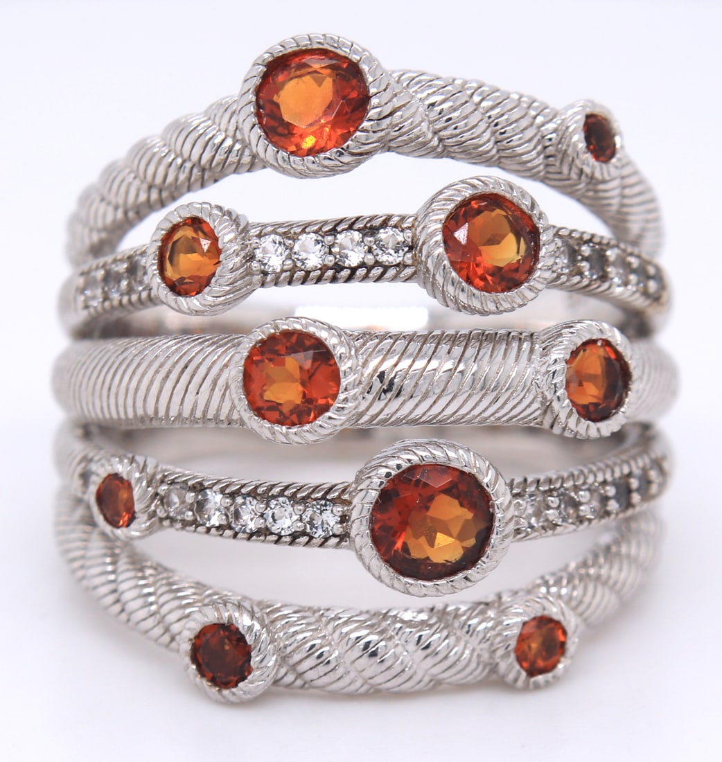 Signed Judith Ripka Citrine multi row ring (1 of 5)