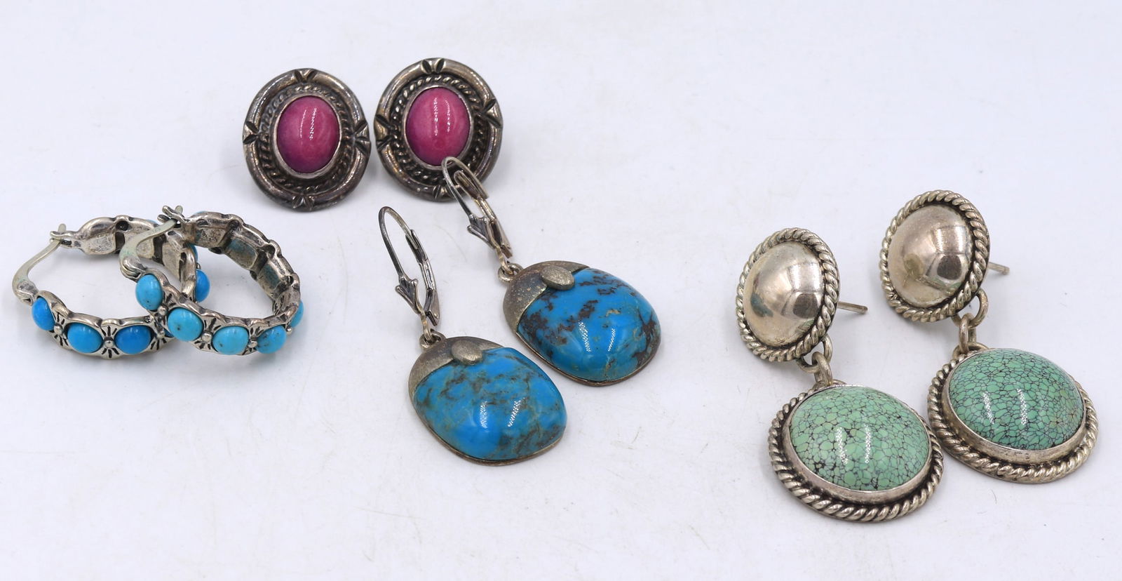 4 Pairs of vintage 925 sterling silver gemstone earrings (1 of 8)