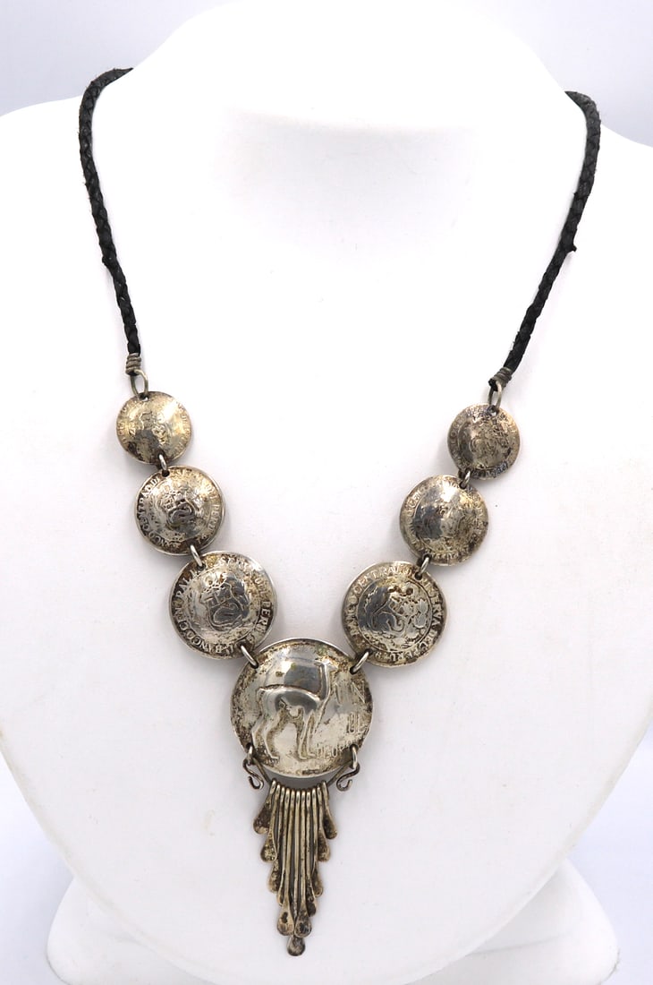 Vintage 925 sterling silver coin necklace (1 of 4)