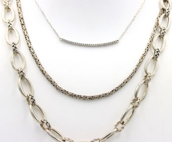 Group lot of 3 Vintage 925 sterling silver necklaces