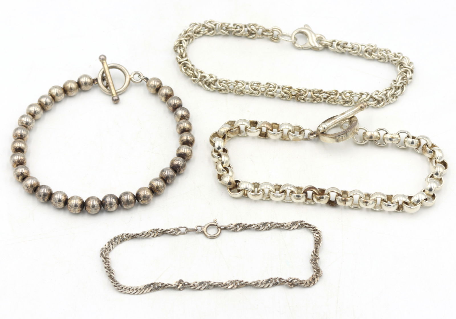 Vintage 925 sterling silver group lot of 4 bracelets (1 of 9)
