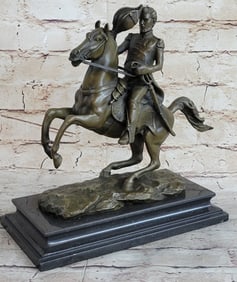 Civil War General Horse and Sword Bronze Sculpture