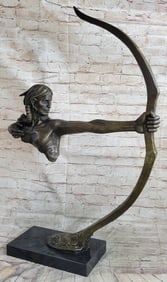 Archer Indian Warrior Bronze Sculpture