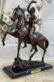 Man on Horse The Scalp Bronze Statue